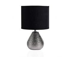 Pauleen 480.18 48018 Sip of Silver Max.Â 20W luminaire Ã PoserÂ E14 Lampe de Chevet Argent Noir 230V cÃ©ramique/Tissu sans Ampoule