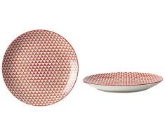Fill 21331 Set de 4 Assiettes en grÃ¨s - Collection Althea - Motif Triangle Rouge