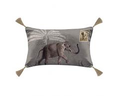 COUSSIN POMPONS 30 x 50 CM COTON IMPRIME NAOUM NATUREL DES. PLACE