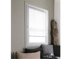 MADECOSTORE Store Vénitien Aluminium Easy Blanc - L67 x H150cm - Mécanisme autobloquant - Lamelles 25mm - Sans perçage