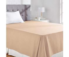 AmazonBasics 200- fils au pouce carrÃ© - Poly Coton, Drap plane, 275 x 275 + 10 cm - Marron clair