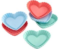 Lurch 83017 Moule à Tarte Coeur pour 6pcs, Silicone, Noir, 23 x 12 x 2 cm