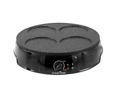 KITCHEN COOK CREPIERE ELECTRIQUE KITCHENCOOK PLAQUES INTERCHANGEABLES ANTIADHESIVES HAPPY NOIRE, 1200 W