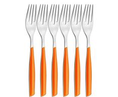 BUGATTI GLOU-021F05/6 Glamour Ménagère de 6 Pièces Fourchette Dessert SAN/Acier Orange 16 x 26 x 3 cm