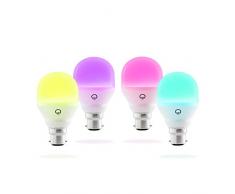 LIFX Mini (B22) Ampoule smart LED connectable Wi-Fi, ajustable, multicolore, ajustable, pas de hub requis, fonctionne avec Alexa, Apple HomeKit et Google Assistant, Set de 4 [Classe Ã©nergÃ©tique A+]