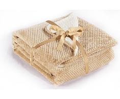 DecoKing 220x240 Couverture plaid Couette microfibre aspect peau dagneau Couvre-lit polaire doux moelleux de style scandinave Cappuccino Beige Lamby