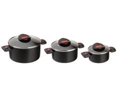Ballarini 810000.6 Click & Cook Set de 3 casseroles avec couvercle en verre
