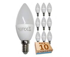 Lot de 10 bougies LED Atomant C37, 7 W, blanc neutre 4 500 K, 680 lumens, culot fin E14, équivalent à 60 W traditionnel.