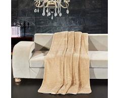 DecoKing 170x210 Couverture Plaid Couette Microfibre Aspect Peau dagneau Polaire Couvre-lit Doux Moelleux de Style scandinave Cappuccino Beige Lamby