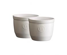 Emile Henry Eh114008 Le N°8 Set de 2 Ramequins Céramique Blanc Farine 8,5 X 8,5 X 7 cm