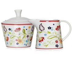 Ritzenhoff & Breker 044997 Sucrier et pot à lait Doppio Shanti, 2 pièces Vaisselle Accessoires, Porcelaine, 11 x 7.3 x 7,5 cm, 2 unités, floral