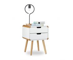 HxlxP 50 x 38 x 38 cm blanc Relaxdays 10020979 Table d/’appoint table de chevet scandinave nordique avec plateau amovible rangement