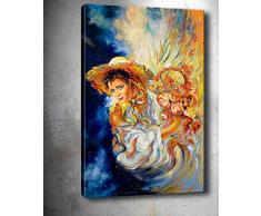 Bonamaison Peinture sur toile, multicolore, 70 x 100 cm - Conçu et fabriqué en Turquie