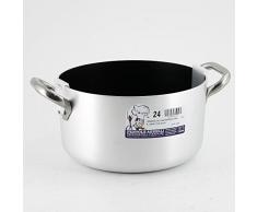 Pentole Agnelli alsa104s20 Ligne Casserole Aluminium 3 mm Platinum Platinum Haute avec 2 poignées, 20 cm