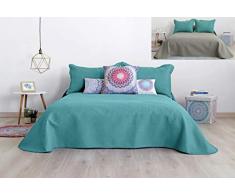 Secaneta Stilia Couvre-lit rÃ©versible Bicolore Ultrasonic Effet 3D pour Printemps Ã©tÃ©, Menthe/Gris, 280 x 270 cm, lit 180 cm, 280 x 270 cm