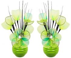 Flourish Creative Florals 5055278797621 Decoration - Vase Argent avec Fleurs Artifielles, Verre, Vert, Paires, 32cm