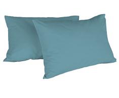 Italian Bed Linen Max Color Couple De Taies D’Oreiller, 100 % Coton, Sarcelle, 52x82cm