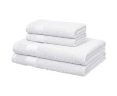AmazonBasics Performance Serviettes de toilette - 2 serviettes de bain et 2 essuie-mains, Blanc