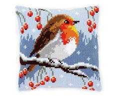 Vervaco Kit Coussin au Point de Croix Rouge-Gorge en Hiver