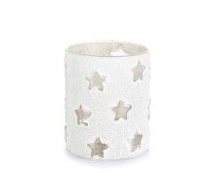 EUROCINSA RÃ©f. 26346 Photophore en Verre doublÃ© en Blanc avec Ã©toiles prÃ©dÃ©coupÃ©es 10 x 13 cm. 1 unitÃ©, Taille Unique.