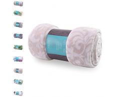 AmeliaHome Plaid en Microfibre avec Feuilles de Monstera en Polaire Douce et Douillette, Microfibres Polaire Polyester, Decor, 220 x 240