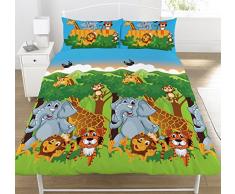 Jungle Friends Parure de lit rÃ©versible pour lit Simple/Double