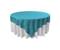 La Nappe CarrÃ©e en Lin Polyester en Popeline, Polyester, Turquoise foncÃ©, 183 x 183 x 0.04 cm