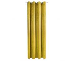 Eurofirany Rideau Velours Scintillant â 8 Åillets Doux et élégant Moderne pour Chambre à Coucher Salon Lounge 1 pièce, Tissu, Jaune Moutarde, 140 x 250 cm