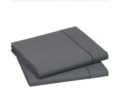 Blanc des Vosges Uni 57 Fils Housse de couette - Coton - Fusain - 200x200 cm