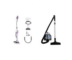 Polti Vaporetto SV440 - Double Balai Vapeur avec Nettoyeur Ã Main, Brosse Vaporforce, 15 en 1, 1500 W, Violet & AmazonBasics Aspirateur cylindrique sans sac, 1,5L, 700 W [classe Ã©nergÃ©tique A]