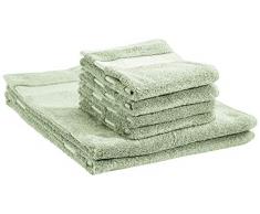 AmazonBasics Everyday Serviettes de toilette - 2 serviettes de bain et 4 essuie-mains, Vert bouteille