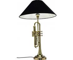 Kare Design Trumpet Jazz Gold Lampe de table avec abat-jour noir, lampe sur pied pour table et commode, lampe de chevet (H/l/P) 77 x 50 x 50 cm
