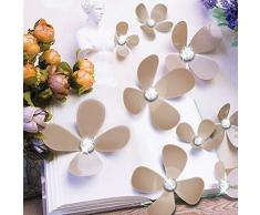 Walplus Cristal 3D Marron Fleurs Autocollant Mural, Vinyle, Multicolore, 33.5 X 11.5 X 3 CM