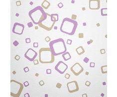 WANDfee® 60 Carrés de Couleur Beige et Lilas Bicolore, décoration Murale Moderne autocollante Retro Cubes Carrés Autocollants décoratifs pour carrelage Décoration Murale