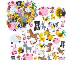 Baker Ross Autocollants en Mousse Animaux de la Ferme (Lot de 96) - Matériel créatif pour enfants