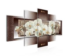 Tableau decoration murale Fleurs dorchidÃ©e 200 x 100 cm - XXL Impression sur Toile Salon Appartment 5 Parties - prÃªt Ã accrocher - 205451a