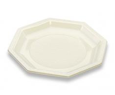GUILLIN - OCTOPACK ASF185IV CARTON DE 400 Assiette Octogonale RÃ©utilisable, Plastique, Ivoire, 18,5 x 18,5 x 1,8 cm