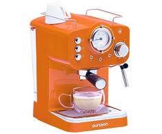 Oursson Machine Ã expresso pour poudre & Pads, 3 Ans Garantie, Expresso, Cappuccino, Latte, Moka, 15 bars, Orange,1,5 litres, EM1500/OR
