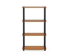Furinno Turn-n-Tube Multipurpose 4 étages étagère Affichage Rack 99557 Gyw/BK, Light Cherry/Black, 4-Tier Single