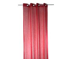 Linder 0169/68/375FR Uni Naturel Rideau Ã Åillets Polyester Rouge 150 x 240 cm