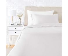 AmazonBasics Parure de lit avec housse de couette en satin, 135 x 200 cm / 50 x 80 cm x 1, Blanc