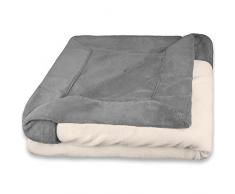 CelinaTex Toronto Couverture/Plaid en Polaire Microfibre Effet Peluche, Polyester, Grau/Creme weiÃ, 150 x 200 cm