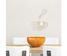 WALPLUS Stickers muraux Miroir Stickers Muraux Art Mural Tasse à café Amovible en Vinyle Autocollant Mural Stickers Maison Décoration DIY Salon Chambre Décor Chambre denfant, Argent