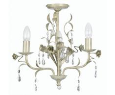 Oaks Lighting Catania Lustre 3 lampes Pendentifs en verre Finition crème/or