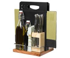 SECURIT Table CaddyÂ âÂ Double Face Surface dÃ©critureÂ âÂ MÃ©tal FrameworkÂ âÂ TeckÂ âÂ 22Â x 20Â cm, Bois, Noir, 35Â x 22.3Â x 20.3Â cm