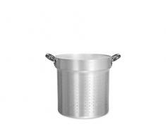 Pentole Agnelli Passoire à pâtes cylindrique pour marmite, en Aluminium, avec 2 anses en Acier Inoxydable, Argent 28 cm Argent