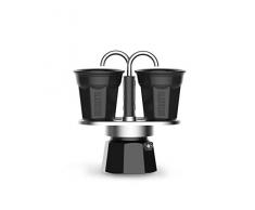Bialetti Mini Express Color Set CafetiÃ¨re 2 tasses + 2 verres Aluminium Noir