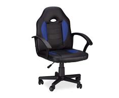 Relaxdays 10022875_45 Chaise Gamer professionnel fauteuil Gaming jeux vidÃ©os XR7 120 kg Racing Bureau PC 360Â°C, bleu, 90 x 57 x 50 cm