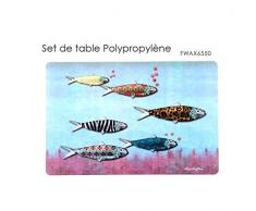 Laissez Lucie Faire FWAX6550 s. de Table PP New fishwax, Plastique, Mer, 44 x 25,5 x 0,2 cm