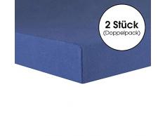 CelinaTex Lucina Drap-Housse revêtement surmatelas lit sommier tapissier Coton 2er-Set 90x200-100x200 cm Bleu Royal